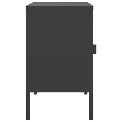 vidaXL Table de chevet noir 50x35x60 cm verre et acier