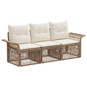 vidaXL Ensemble de canap&eacute; de jardin 3 pc Beige polyrotin