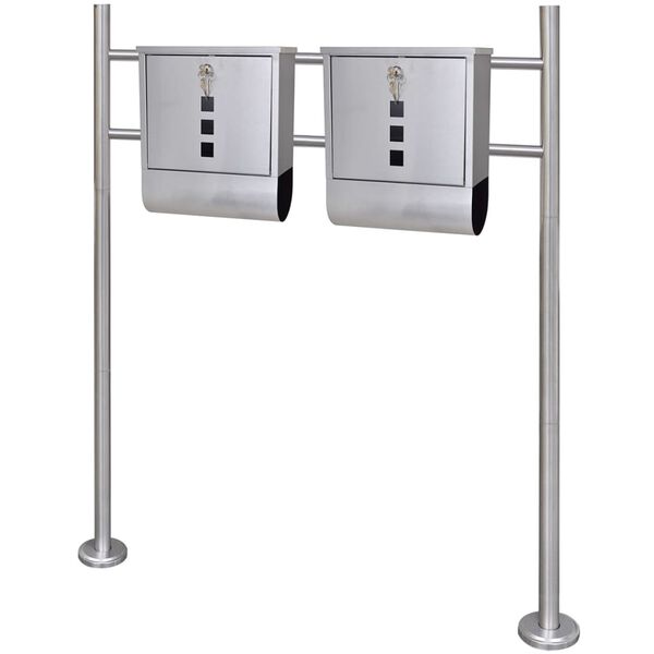 Double bo&icirc;te &agrave; lettre sur support en acier inoxydable
