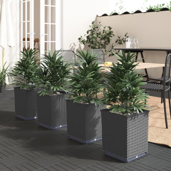 vidaXL Jardini&egrave;res 4 pcs noir 30x30x37 cm polypropyl&egrave;ne