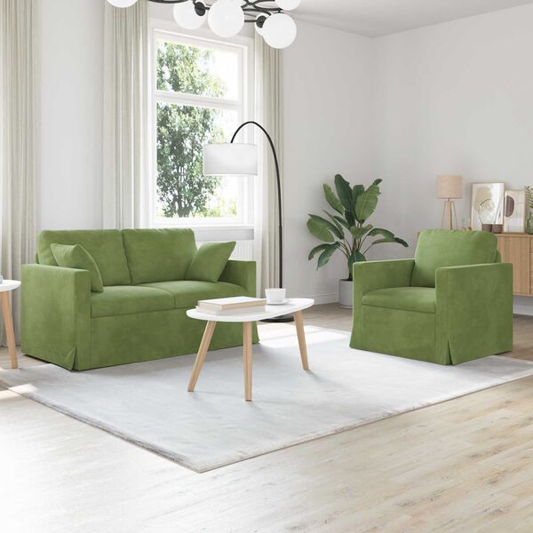vidaXL Canap&eacute; 2 pcs Vert clair 138 x 78 x 80 cm Velours