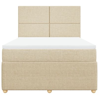 vidaXL Sommier à lattes de lit avec matelas Crème 140x190 cm Tissu