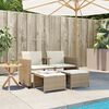 vidaXL Canap&eacute; de jardin 2 places avec table et tabourets beige rotin