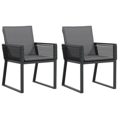 vidaXL Chaises de jardin avec coussins lot de 2 noir résine tressée