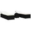 vidaXL Chaises longues de jardin table &agrave; th&eacute; 3 pcs R&eacute;sine tress&eacute;e Noir