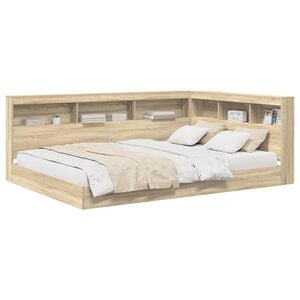 vidaXL Lit Biblioth&egrave;que Ch&ecirc;ne sonoma 140 x 200 cm Bois d'ing&eacute;nierie