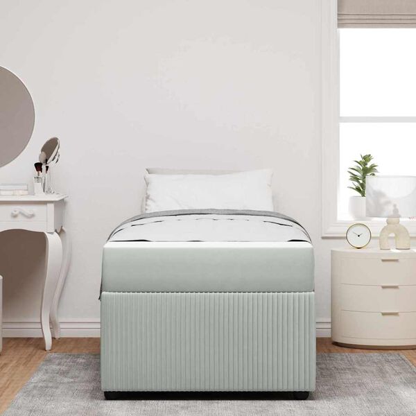 vidaXL Cadre de lit avec matelas Gris clair 80 x 200 cm tissu