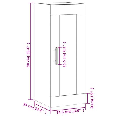 vidaXL Armoire murale gris béton 34,5x34x90 cm bois d'ingénierie