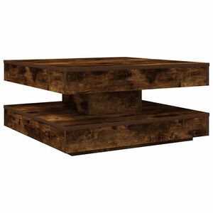 vidaXL Table basse rotative &agrave; 360 degr&eacute;s ch&ecirc;ne fum&eacute; 70x70x34,5 cm