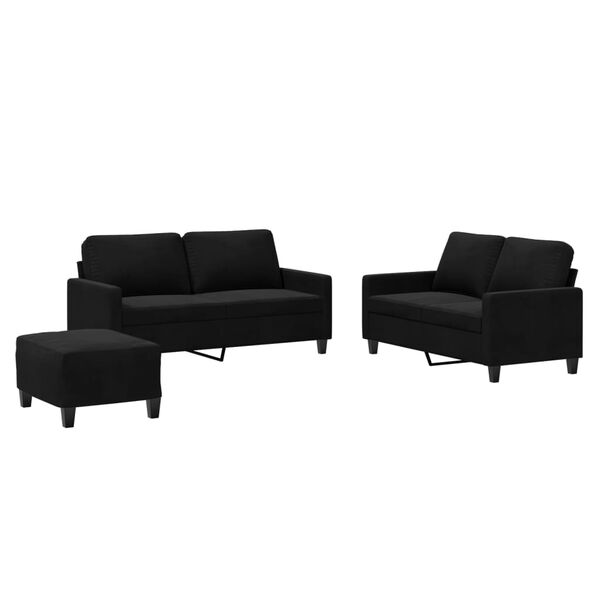 vidaXL Ensemble de canap&eacute;s 3 pcs avec coussins Noir Velours
