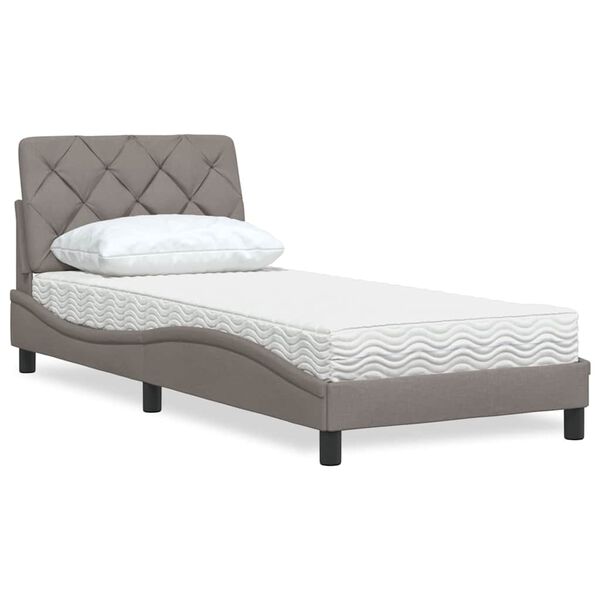 vidaXL Lit avec matelas taupe 80x200 cm tissu