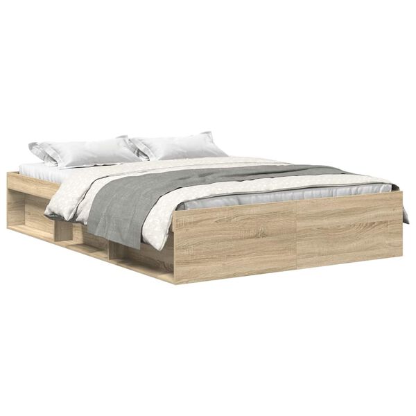 vidaXL Cadre de lit sans matelas ch&ecirc;ne sonoma 120x200 cm