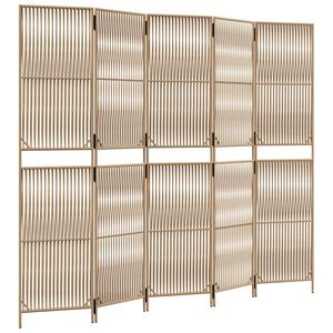 vidaXL Cloison de s&eacute;paration 5 panneaux beige r&eacute;sine tress&eacute;e