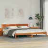 vidaXL Cadre de lit avec t&ecirc;te de lit Brun cire 200 x 200 cm Pin massif