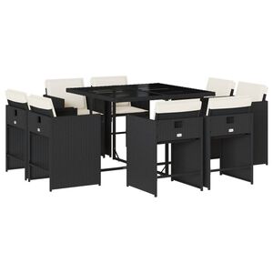 vidaXL Ensemble &agrave; manger de jardin et coussins 9 pcs marron poly rotin