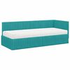 vidaXL Cadre de lit d'angle avec matelas 2 pcs Turquoise Velours