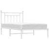 vidaXL Cadre de lit m&eacute;tal sans matelas et t&ecirc;te de lit blanc 100x190 cm