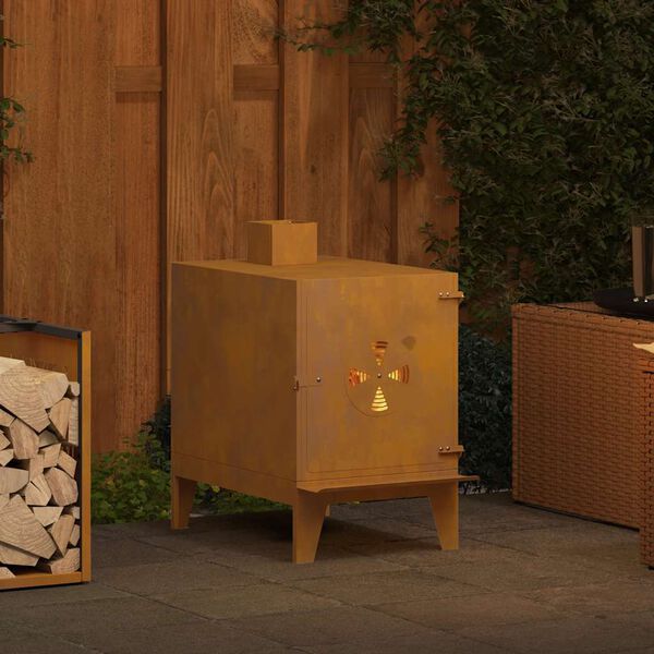 vidaXL R&eacute;chaud de camping 35x50x60 cm acier corten