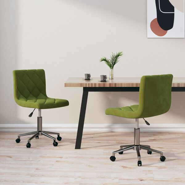 vidaXL Chaises pivotantes &agrave; manger lot de 2 vert clair velours