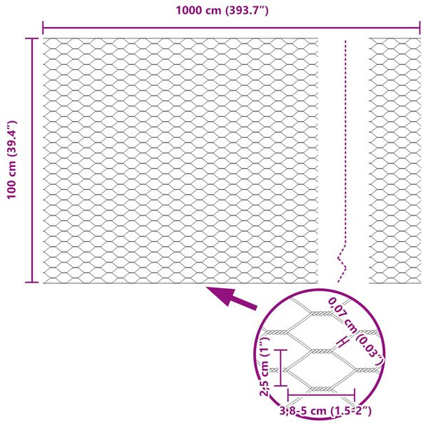 vidaXL Cl&ocirc;ture hexagonale Vert 1 x 10 m PVC