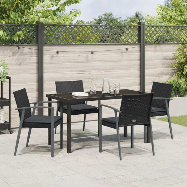 vidaXL Ensemble de salle à manger pour jardin 5 pcs Noir et gris