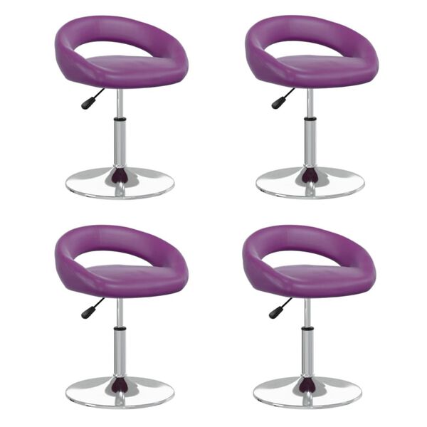 vidaXL Chaises pivotantes &agrave; manger lot de 4 violet similicuir