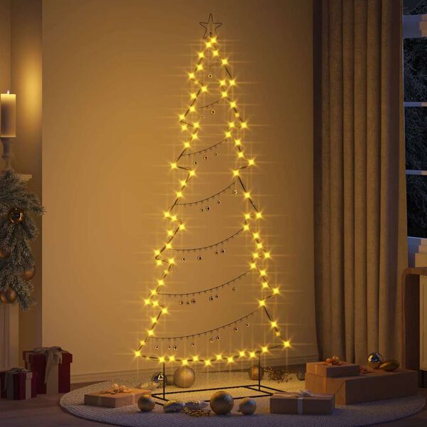vidaXL Arbre de No&euml;l en m&eacute;tal avec support Noir 210 cm Acier