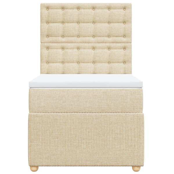 vidaXL Sommier &agrave; lattes de lit avec matelas Cr&egrave;me 90x200 cm Tissu