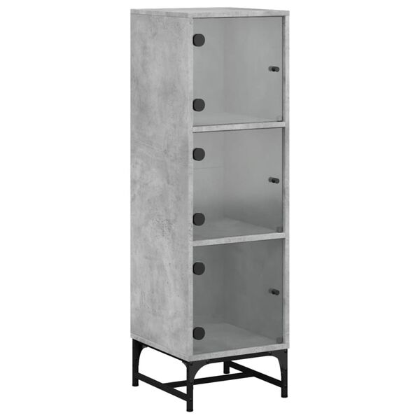 vidaXL Buffet avec portes en verre gris b&eacute;ton 35x37x120 cm