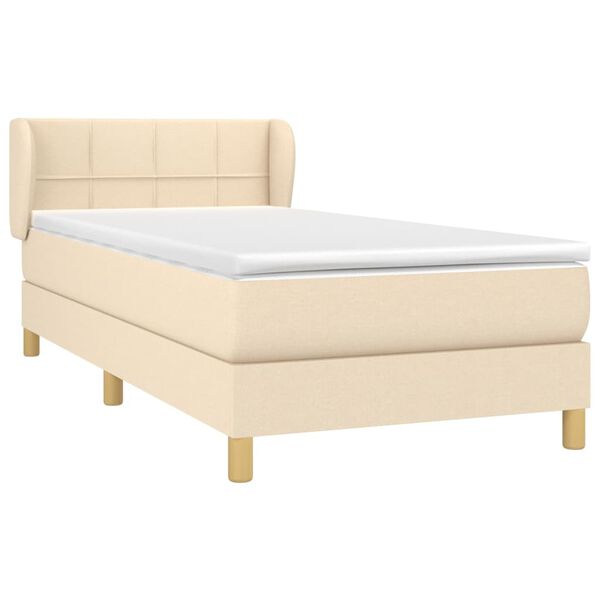 vidaXL Sommier &agrave; lattes de lit avec matelas Cr&egrave;me 100x200 cm Tissu