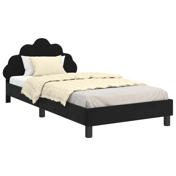 vidaXL Cadre de lit pour enfants avec t&ecirc;te de lit Noir 90 x 200 cm