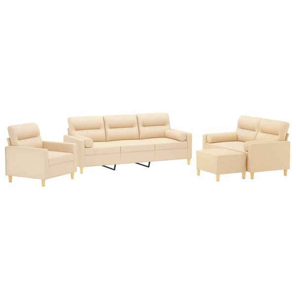 vidaXL Ensemble de canap&eacute;s 3 pcs coussins d&eacute;coratifs et coussins Cr&egrave;me