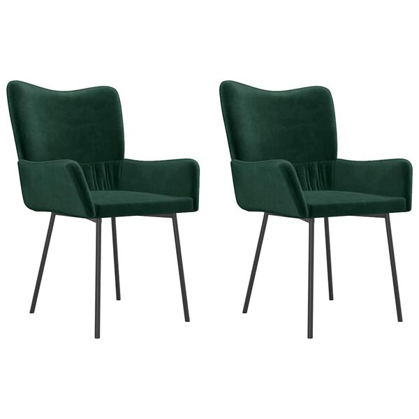 vidaXL Chaises à manger lot de 2 Vert foncé Velours