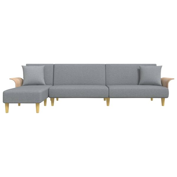 vidaXL Canap&eacute;-lit en forme de L gris clair 279x140x70 cm tissu