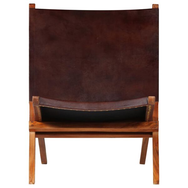 vidaXL Chaise de relaxation pliable Marron Cuir v&eacute;ritable
