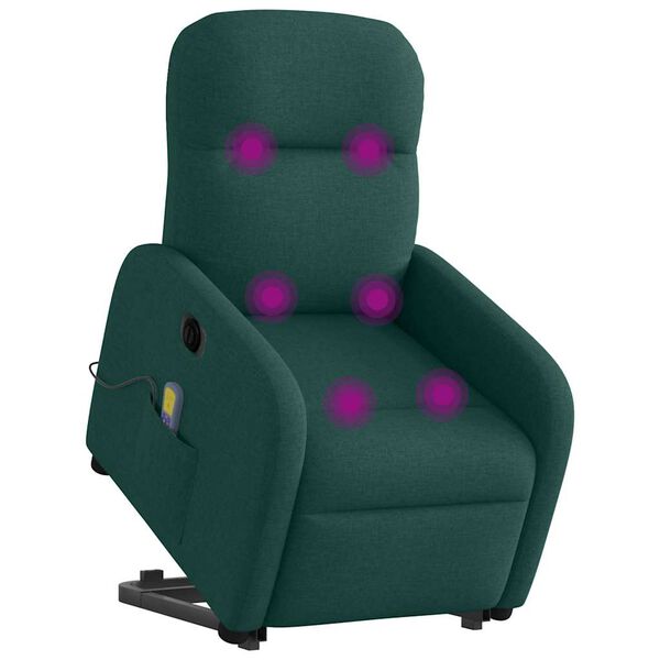 vidaXL Fauteuil inclinable de massage électrique Vert foncé Tissu