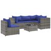vidaXL Salon de jardin 6 pcs avec coussins Gris R&eacute;sine tress&eacute;e