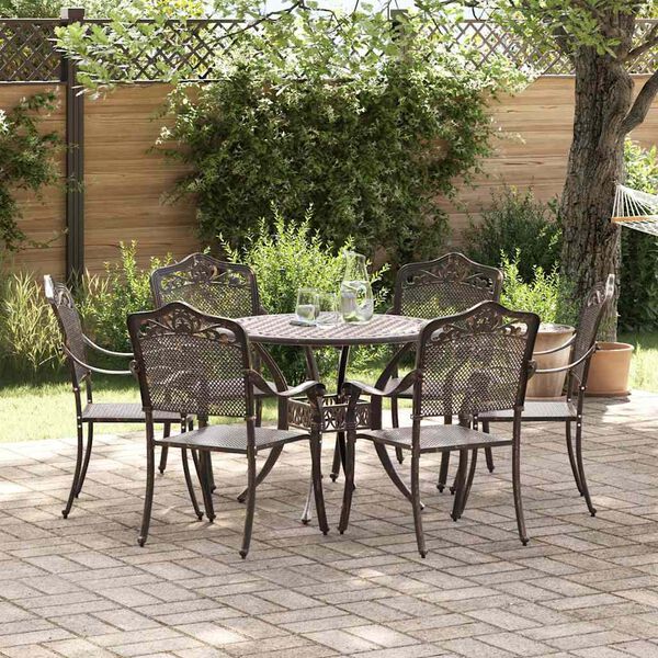 vidaXL Ensemble de salle &agrave; manger pour jardin 7 pcs Bronze Aluminium