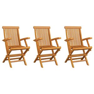 vidaXL Ensemble de 3 chaises pliantes en bois de teck pour jardin et ext&eacute;rieur