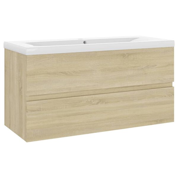 vidaXL Armoire d'&eacute;vier et lavabo int&eacute;gr&eacute; Ch&ecirc;ne sonoma Bois ing&eacute;nierie