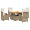 vidaXL Ensemble &agrave; manger de jardin avec coussins 5pcs Beige poly rotin