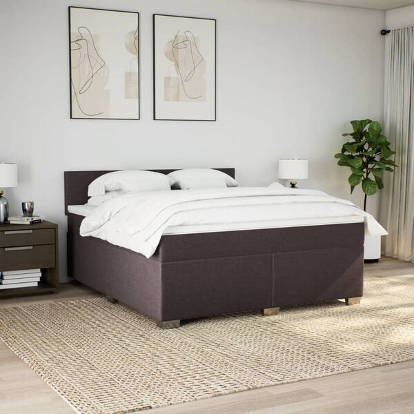 vidaXL Sommier &agrave; lattes de lit avec matelas Marron fonc&eacute; 180x200 cm
