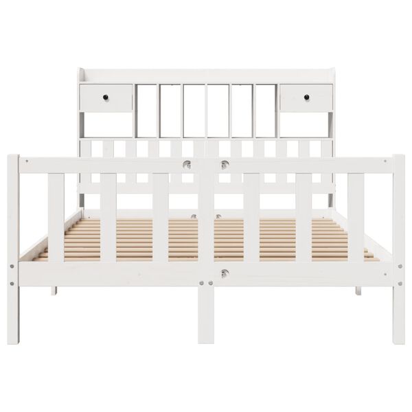 vidaXL Lit bibliothèque sans matelas blanc 160x200 cm bois pin massif