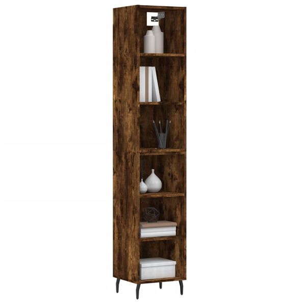 vidaXL Buffet haut Ch&ecirc;ne fum&eacute; 34,5x32,5x180 cm Bois d'ing&eacute;nierie