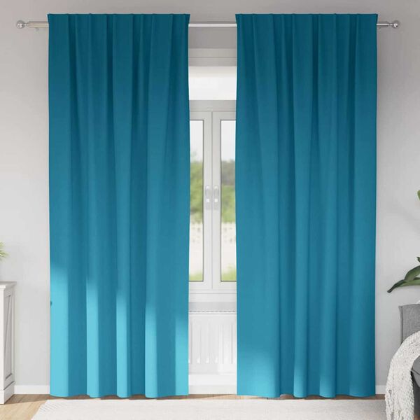 vidaXL Rideaux occultants avec anneaux 2 pcs Turquoise 225 x 140 cm