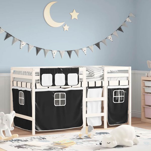 vidaXL Lit mezzanine enfants avec rideaux sans matelas 90x190 cm