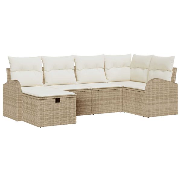 vidaXL Ensemble de canap&eacute; de jardin 6 pcs Beige Poly rotin