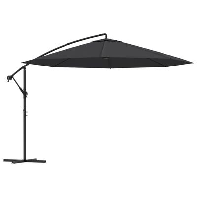 vidaXL Parasol déporté avec mât en aluminium 350 cm Noir