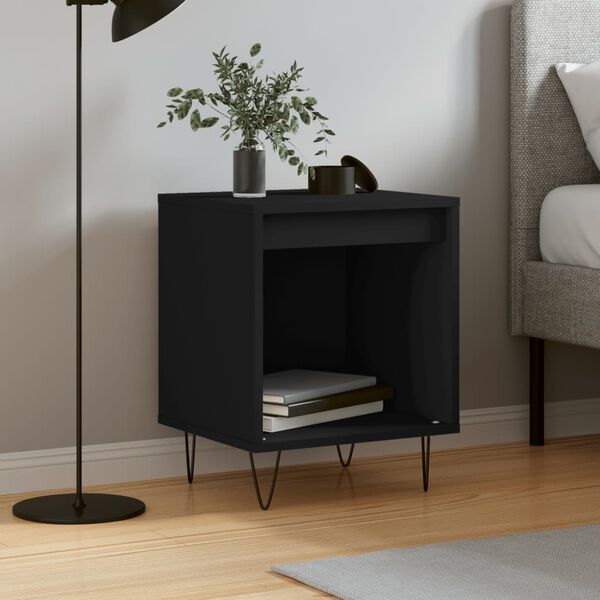 vidaXL Table de chevet Noir 40x35x50 cm Bois d&rsquo;ing&eacute;nierie
