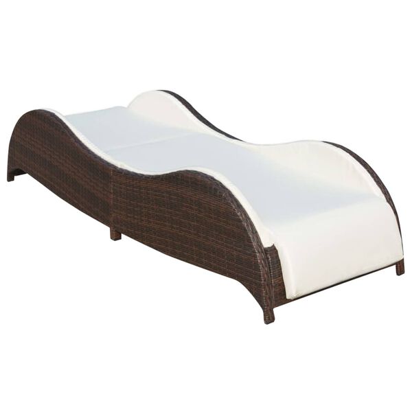 vidaXL Chaise longue avec coussin R&eacute;sine tress&eacute;e Marron
